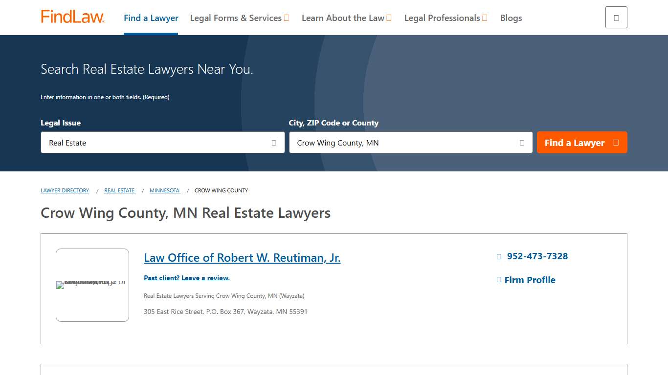 Crow Wing County, MN Real Estate Lawyers 2026 Attorney Directory FindLaw