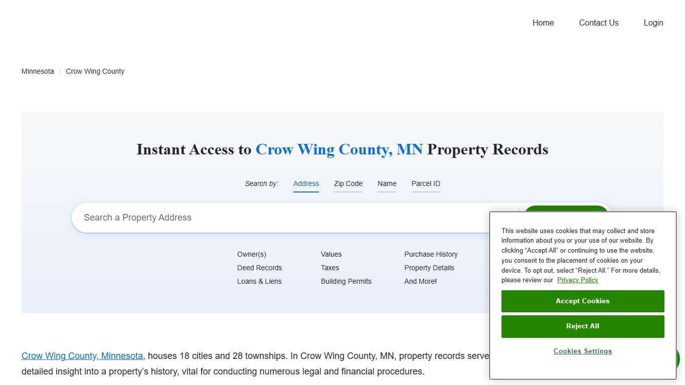 Crow Wing County Property Records Owners, Deeds, Permits